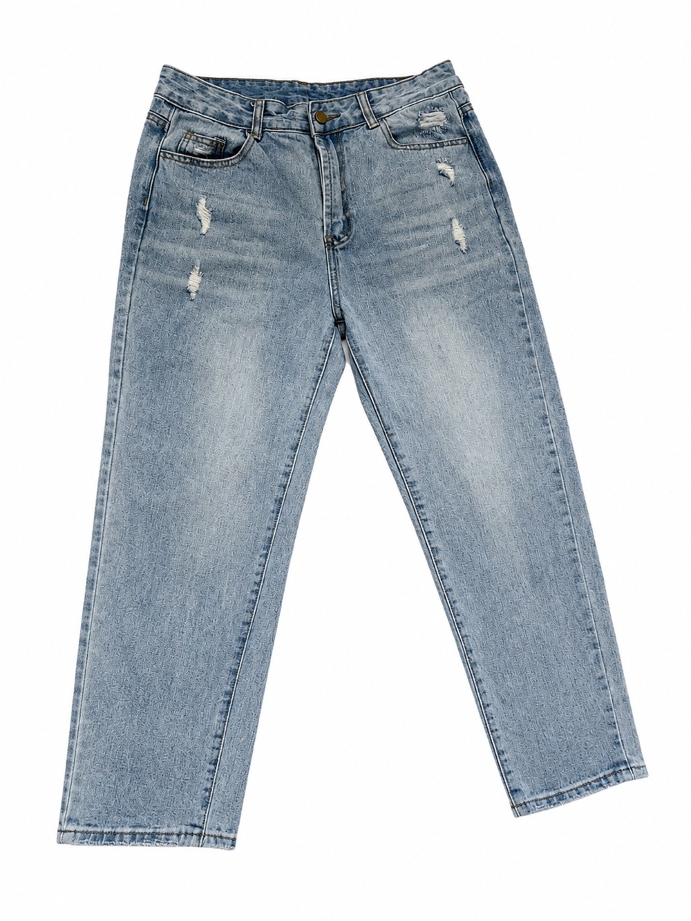 SHEIN Light Blue Distressed High Waist Mom Jeans